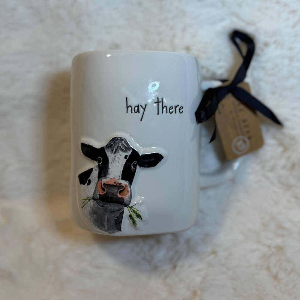 Rae Dunn Hay There Cow Mug Artisan Collection by Magenta White Ceramic Farmhouse